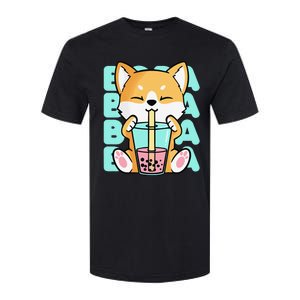 Kawaii Shiba Inu Dog Bubble Tea Boba Anime Neko Japan Softstyle CVC T-Shirt