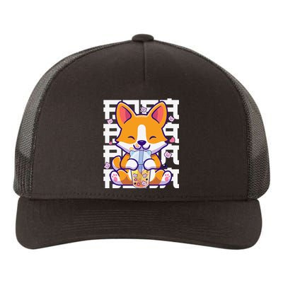 Kawaii Shiba Inu Dog Bubble Tea Boba Anime Yupoong Adult 5-Panel Trucker Hat