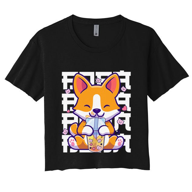 Kawaii Shiba Inu Dog Bubble Tea Boba Anime Crop Top