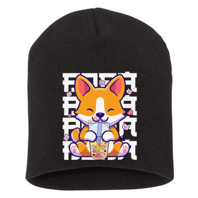 Kawaii Shiba Inu Dog Bubble Tea Boba Anime Short Acrylic Beanie