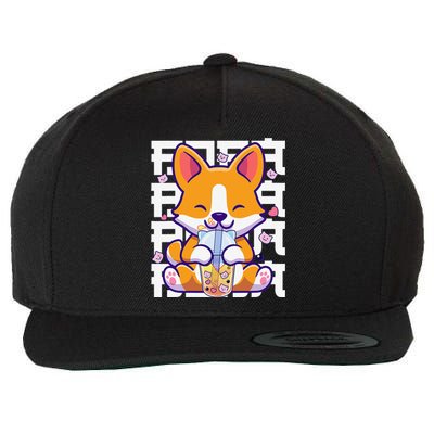 Kawaii Shiba Inu Dog Bubble Tea Boba Anime Wool Snapback Cap