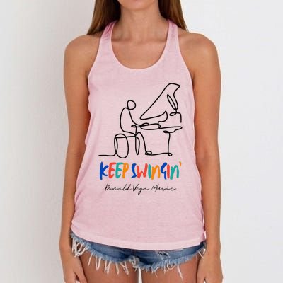 Keep Swingin Jazz Piano Player Women's Knotted Racerback Tank