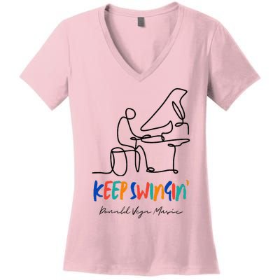 Keep Swingin Jazz Piano Player Women's V-Neck T-Shirt