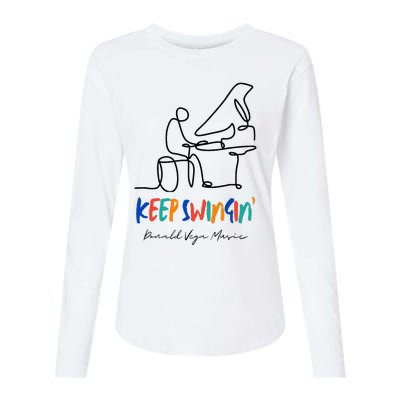 Keep Swingin Jazz Piano Player Womens Cotton Relaxed Long Sleeve T-Shirt