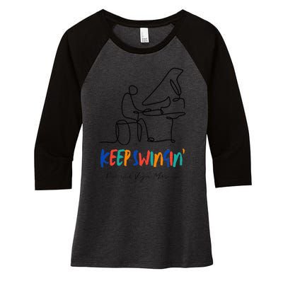 Keep Swingin Jazz Piano Player Women's Tri-Blend 3/4-Sleeve Raglan Shirt