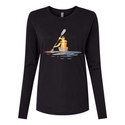 Kayaking Silhouette Kayak Kayaker Womens Cotton Relaxed Long Sleeve T-Shirt