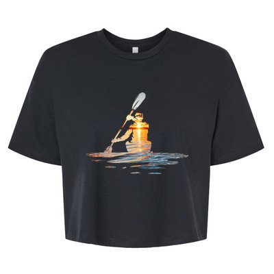 Kayaking Silhouette Kayak Kayaker Bella+Canvas Jersey Crop Tee