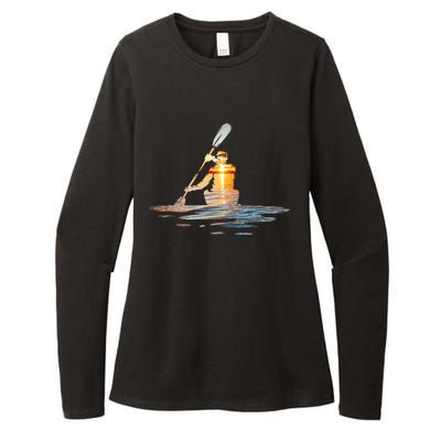 Kayaking Silhouette Kayak Kayaker Womens CVC Long Sleeve Shirt