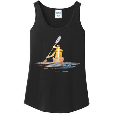 Kayaking Silhouette Kayak Kayaker Ladies Essential Tank