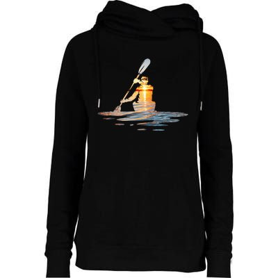 Kayaking Silhouette Kayak Kayaker Womens Funnel Neck Pullover Hood