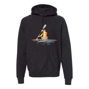 Kayaking Silhouette Kayak Kayaker Premium Hoodie