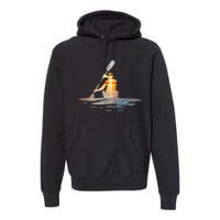 Kayaking Silhouette Kayak Kayaker Premium Hoodie