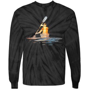 Kayaking Silhouette Kayak Kayaker Tie-Dye Long Sleeve Shirt