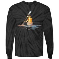 Kayaking Silhouette Kayak Kayaker Tie-Dye Long Sleeve Shirt