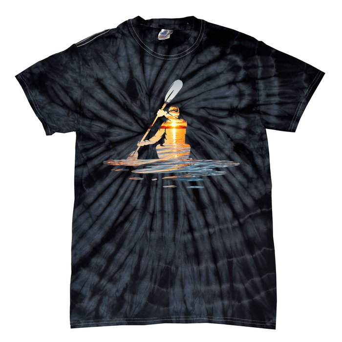 Kayaking Silhouette Kayak Kayaker Tie-Dye T-Shirt