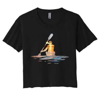 Kayaking Silhouette Kayak Kayaker Women's Crop Top Tee