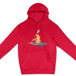 Kayaking Silhouette Kayak Kayaker Premium Pullover Hoodie