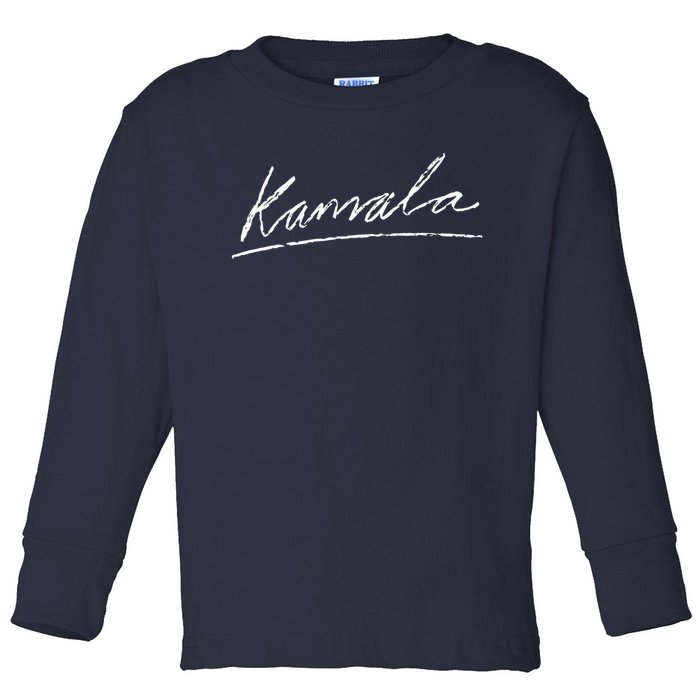 Kamala Signature Kamala Harris For President 2024 Toddler Long Sleeve Shirt