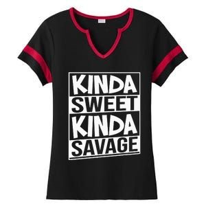 Kinda Sweet Kinda Savage Ladies Halftime Notch Neck Tee