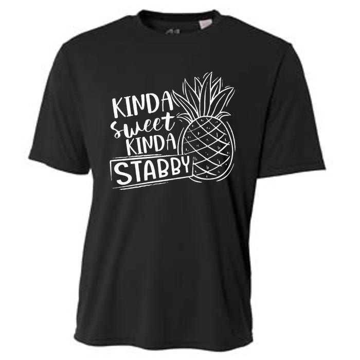 Kinda Sweet Kinda Stabby Funny Sarcastic Sarcasm Pineapple Cooling Performance Crew T-Shirt