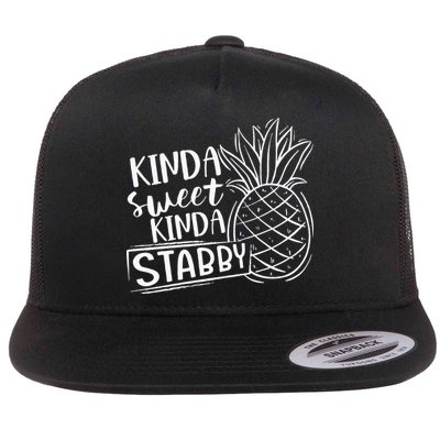 Kinda Sweet Kinda Stabby Funny Sarcastic Sarcasm Pineapple Flat Bill Trucker Hat