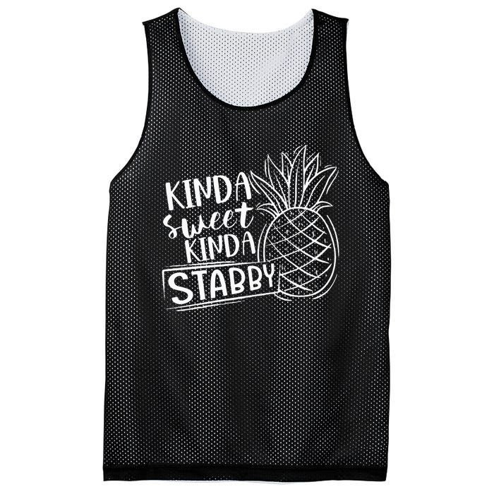 Kinda Sweet Kinda Stabby Funny Sarcastic Sarcasm Pineapple Mesh Reversible Basketball Jersey Tank