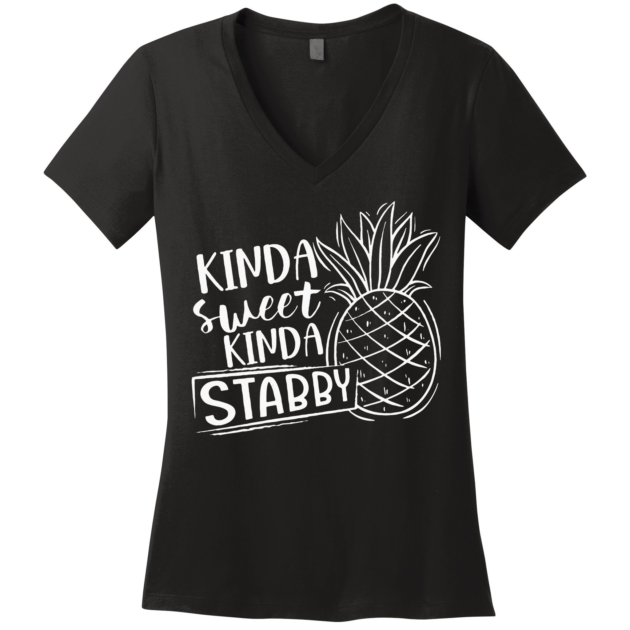 Kinda Sweet Kinda Stabby Funny Sarcastic Sarcasm Pineapple Women's V-Neck T-Shirt
