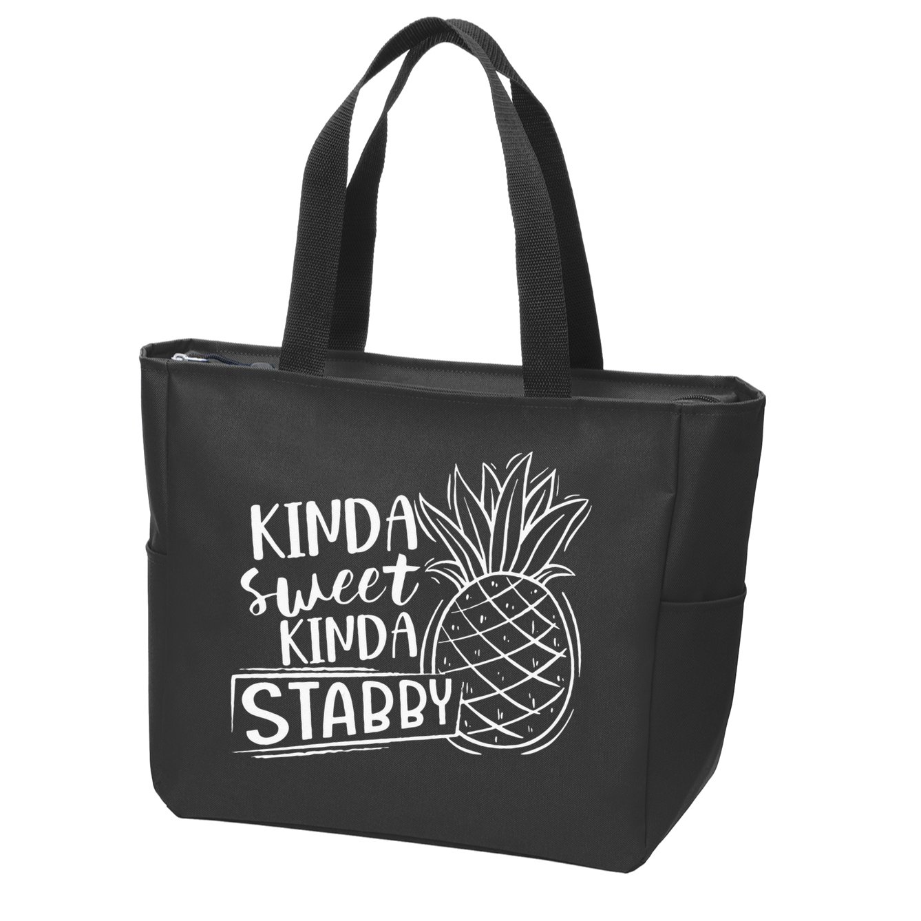 Kinda Sweet Kinda Stabby Funny Sarcastic Sarcasm Pineapple Zip Tote Bag