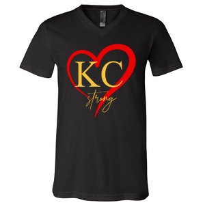 Kc Strong Kansas City Strong Heart V-Neck T-Shirt