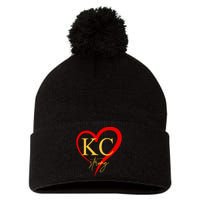 Kc Strong Kansas City Strong Heart Pom Pom 12in Knit Beanie