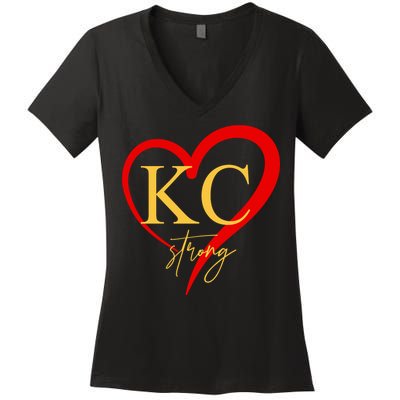 Kc Strong Kansas City Strong Heart Women's V-Neck T-Shirt