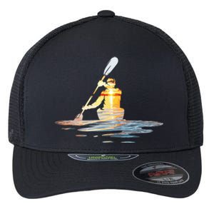 Kayaking Silhouette Kayak Kayaker Flexfit Unipanel Trucker Cap