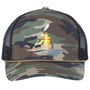 Kayaking Silhouette Kayak Kayaker Retro Rope Trucker Hat Cap