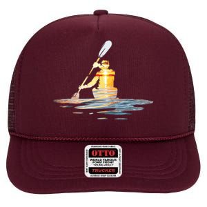 Kayaking Silhouette Kayak Kayaker High Crown Mesh Back Trucker Hat