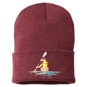 Kayaking Silhouette Kayak Kayaker Sustainable Knit Beanie