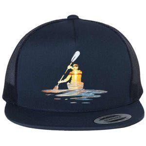 Kayaking Silhouette Kayak Kayaker Flat Bill Trucker Hat