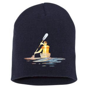 Kayaking Silhouette Kayak Kayaker Short Acrylic Beanie