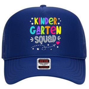 Kindergarten Squad Kinder Teacher Student Back To School High Crown Mesh Back Trucker Hat