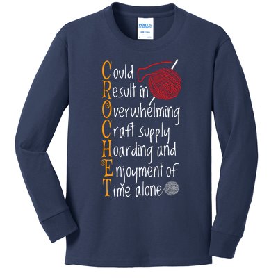 Knitting Sayings Knitter Humor Gift Crafty Crochet Crocheter Kids Long Sleeve Shirt