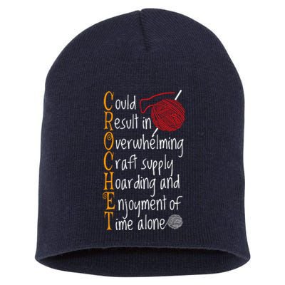 Knitting Sayings Knitter Humor Gift Crafty Crochet Crocheter Short Acrylic Beanie