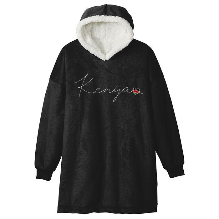 Kenya Simple Love Kenyan Flag Heart On Kenya Hooded Wearable Blanket