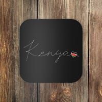 Kenya Simple Love Kenyan Flag Heart On Kenya Coaster