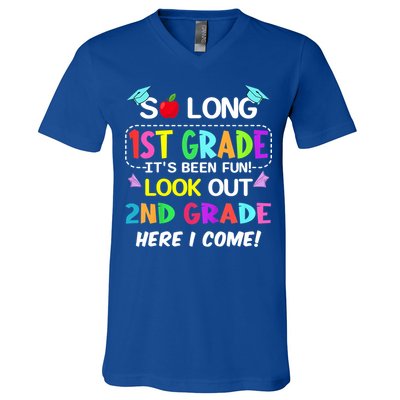Kids So Long 1st Grade 2nd Grade Here I Come 1st Grade Graduation Meaningful Gif V-Neck T-Shirt