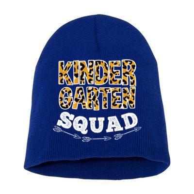 Kindergarten Squad Leopard Kindergarten Teacher Funny Gift Short Acrylic Beanie