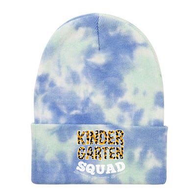 Kindergarten Squad Leopard Kindergarten Teacher Funny Gift Tie Dye 12in Knit Beanie