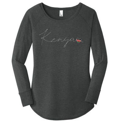 Kenya Simple Love Kenyan Flag Heart On Kenya Women's Perfect Tri Tunic Long Sleeve Shirt