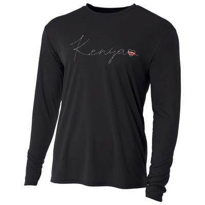 Kenya Simple Love Kenyan Flag Heart On Kenya Cooling Performance Long Sleeve Crew