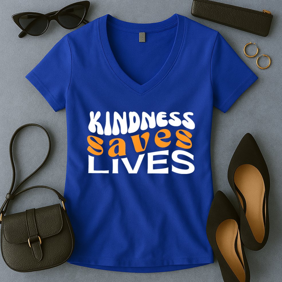 Kindness Saves Lives Mental Health Awareness Tee Women's V-Neck T-Shirt