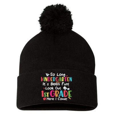 Kindergarten So Long Its Been 1st Grade Back To School Pom Pom 12in Knit Beanie
