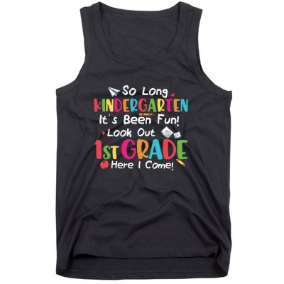 Kindergarten So Long Its Been 1st Grade Back To School Tank Top